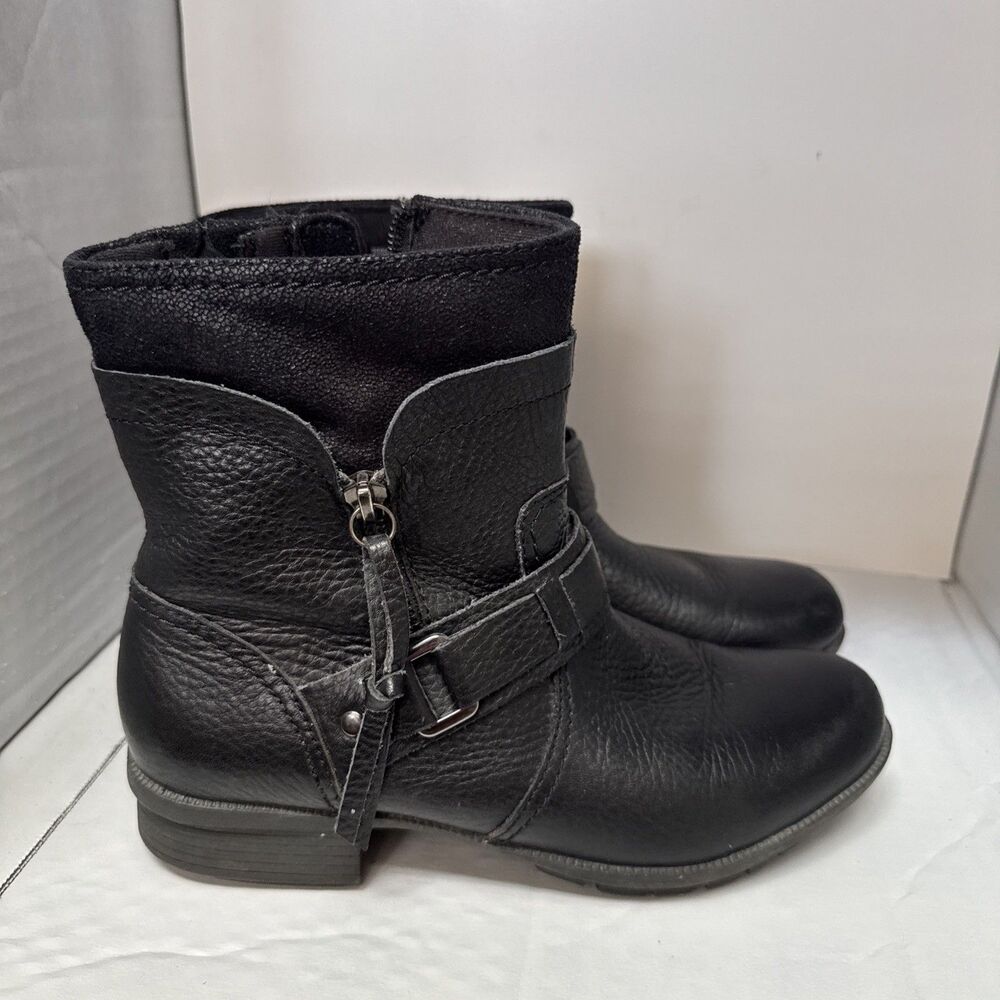 Clarks Riddle Avant Ankle Boot Women 6.5 M Black Leather Side-Zip Clark’s Biker